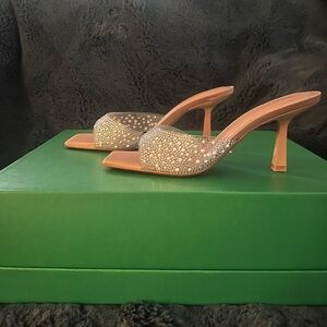 Zara BEADED RHINESTONE SANDALS, SZ 37